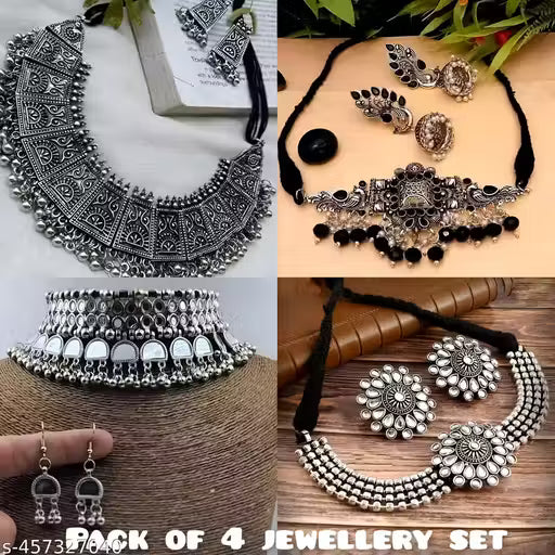 Combo pack of 4 trending ocxidized jewellery set