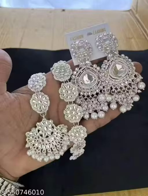 NEW WOMEN EARRING COMBO SET WITH MAANGTIKA AND MATHAPATI 3PC COMBO SET